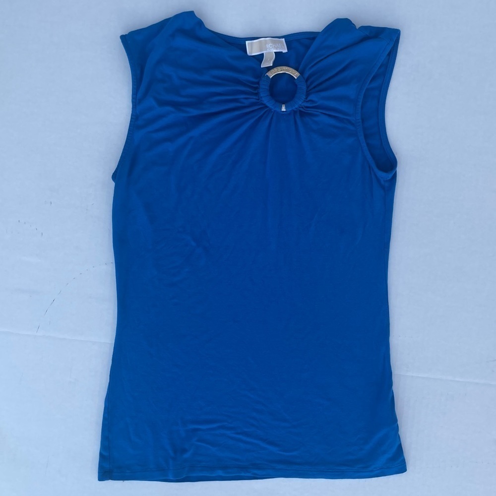 Michael Kors Blue Sleeveless Top with gold Michael Kors emblem size small